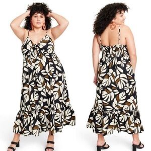 NWT Tabitha Brown x Target Maxi Sleeveless
Botanical Linen Blend Dress Size 3X